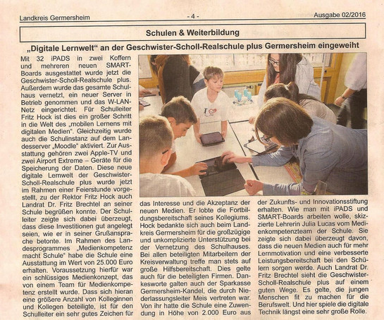 "Digitale Lernwelt" an der Geschwister-Scholl-RS+ eingeweiht